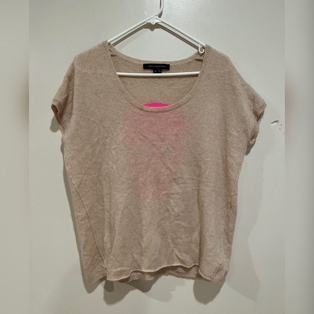 Skull Cashmeretan Sweater With Hot Pink Skull